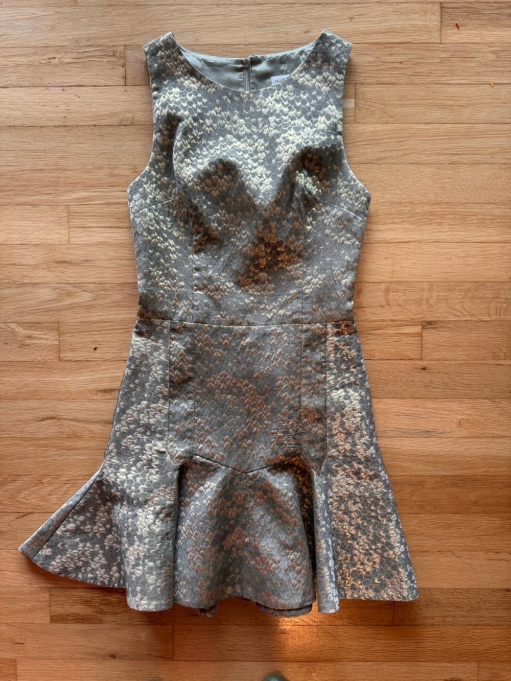Bec & Bridge Silver Metallic Jacquard Mini Dress